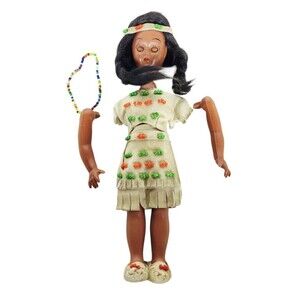 VTG Native American Doll Beaded Clothing Moccasins Necklace Dress Parts As Is